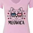 thumbnail image 4 of Inktastic 4th of July Meowica Cat in Flag Sunglasses Women's V-Neck T-Shirt, 4 of 5