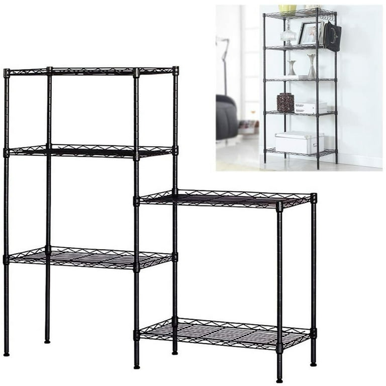  5 Tier Wire Shelving Metal Storage Shelves Heavy Duty  Adjustable Shelf Standing for Laundry Bathroom Kitchen Pantry Closet  22x12x60 (Black1) : Home & Kitchen