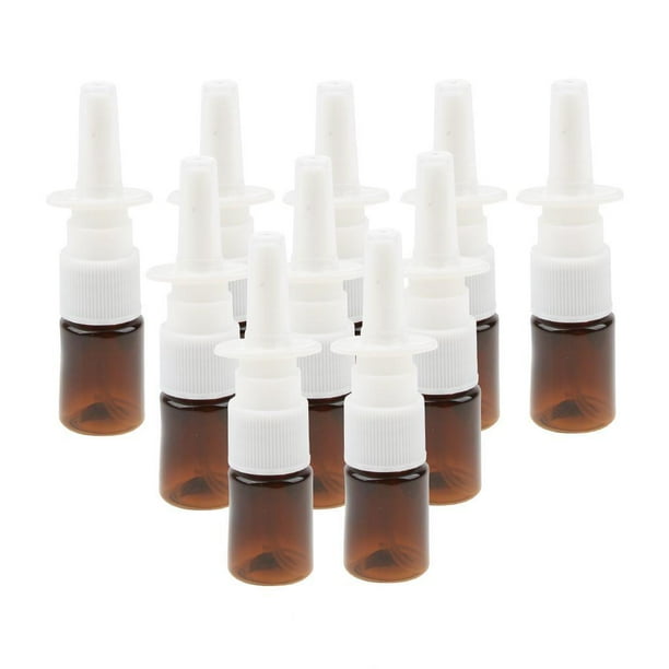 Naiovety 10 Pieces 5ml Mini Plastic Nasal Pump Mist Fine Sprayer Bottles Spray Brown Accesorios para máquinas de ejercicios
