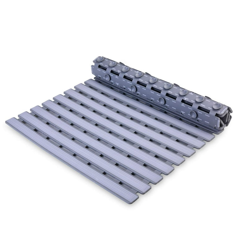 KMAT Non Slip Bathtub Mats for Shower Tub with Suction Cups and Drain  Holes,Bathmat (BPA, Latex, Phthalate Free)-Grey
