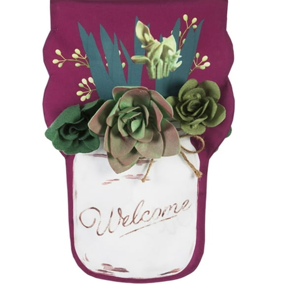 Evergreen Linen Garden Flag - Succulents Mason Jar