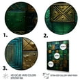 Designart "Maya Mosaic Tiles in Green" Geometric Canvas Wall Art