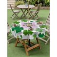 thumbnail image 3 of St Patricks Day Outdoor Tablecloth - 60 Inch Round Dining Table Cover, Shamrock Grey Green Spring Modern Leaf Waterproof Outdoor Table Cloth with Umbrella Hole & Zipper for Picnic/Patio/Party, 3 of 7