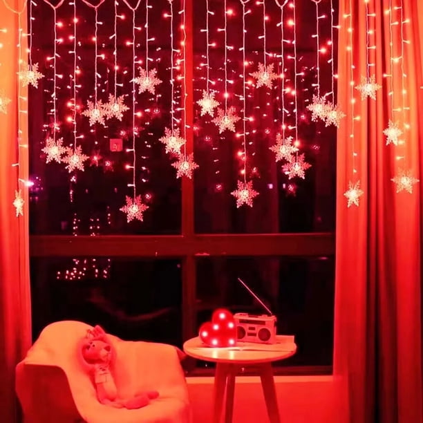 Cadena de luces LED de copos de nieve de Navidad para interiores y exteriores, cortina de luces de hadas, festón, fiesta de vacaciones, decoración de Año Nuevo