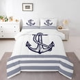 thumbnail image 1 of Erosebridal Anchor Comforter Sets Queen Size,Nautical Theme Bedding Queen Comforter Set,Stripes Decor,Reversible,3Pcs, 1 of 8