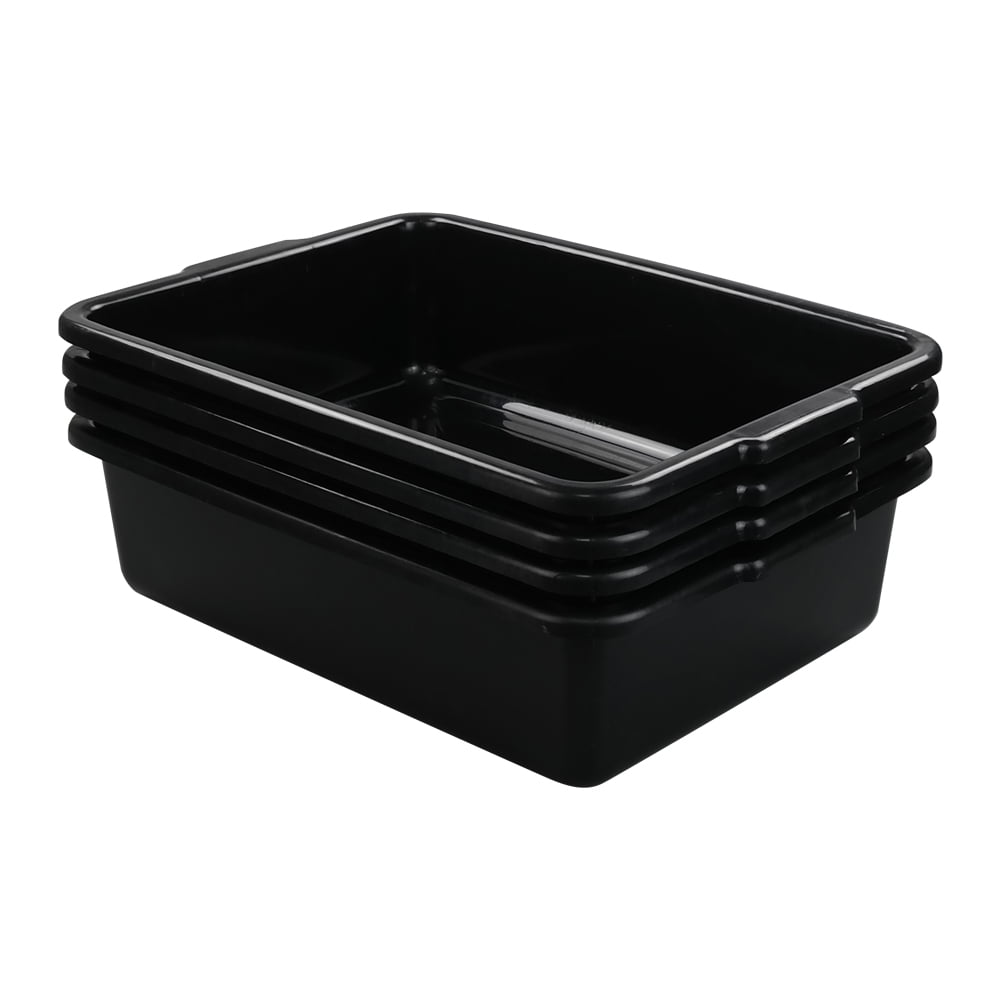 Morcte 4Pack Plastic Large Commercial Bus Box, 32 L Black Bus Tubs