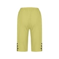 thumbnail image 5 of Women's Summer Shorts Linen Solid Loose Straight Pockets Side Slit Buttons Short Pants, 5 of 6