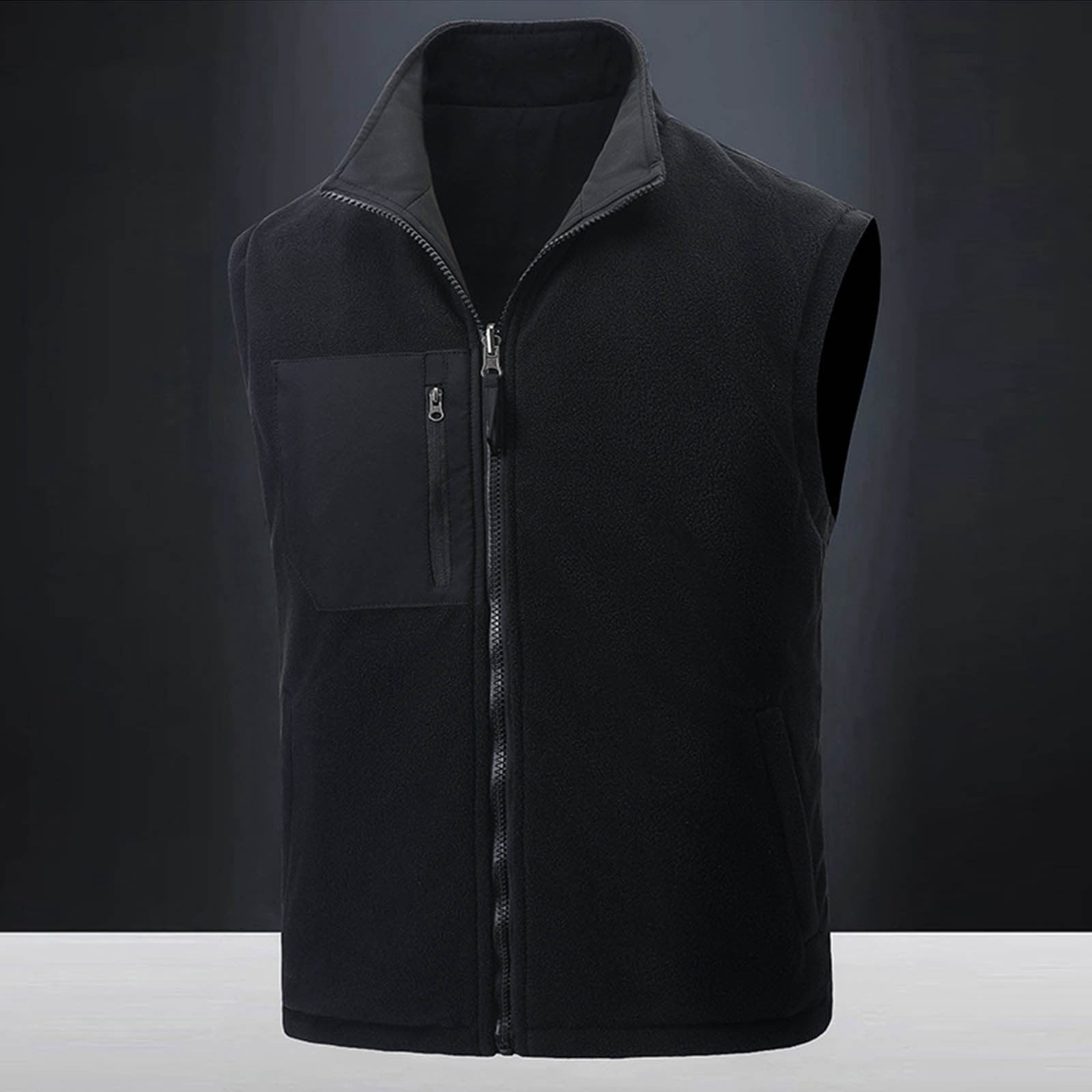 Zedker Men's Windproof Lightweight Golf Vest Outerwear Softshell Sleeveless Jacket for Running Hiking Sports with Pockets Black XXXL