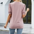 thumbnail image 4 of Dyegold Summer Tops for Women 2023, Womens Summer Tops Dressy Casual Solid Color Crochet Blouses Casual Flowy Shirts Tee Puff Sleeve V-Neck ​Tunic Tops, 4 of 5