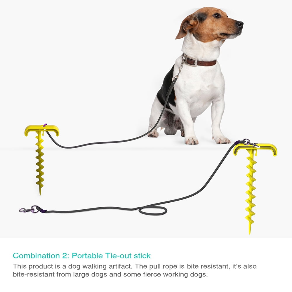 VLIKE Dog Tie Out Cable and Stake Dog Chew Toy Elasticity Dog Chain Set 10.2 Sturdy Stake Great for Small Medium Large Dogs Up to 120 lbs