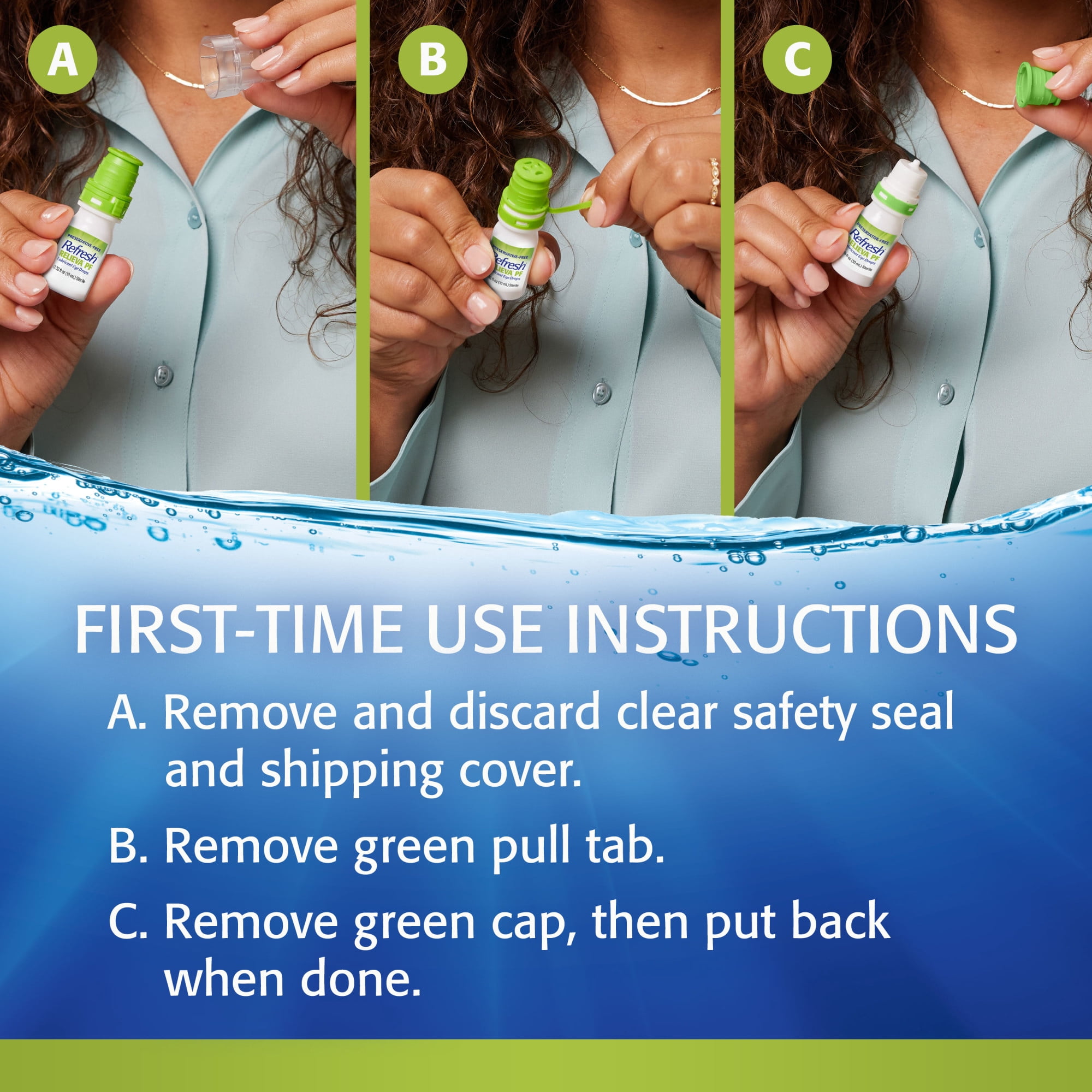 Refresh Relieva PF Preservative-Free Artificial Tears Lubricant Eye Drops, 10 ml, 2 bottles