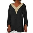 thumbnail image 1 of DDAPJ pyju Clearance Prime Day Women Long Sleeve Cotton Linen Blouses,Lace V Neck Casual Blouse Vintage Solid Longshirt Irregular Tunic Shirt Loose Draped Tops Lightweight Gauze Shirts, 1 of 6