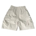 thumbnail image 2 of UACY Linen Bermuda Shorts for Boys Lightweight Summer Hiking Cargo Shorts Quick Dry Wide Leg Quick Dry Short Knee Length (White, 13-14 Years), 2 of 6