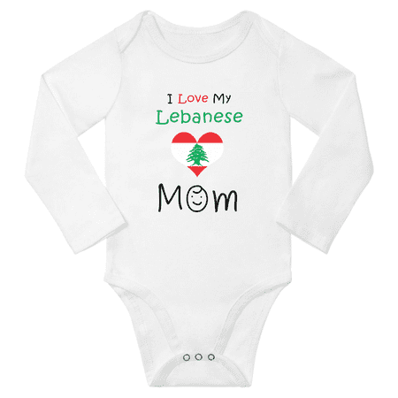 

I Love My Lebanese Mom Baby Long Slevve Bodysuits (White 18-24 Months)