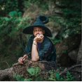 thumbnail image 2 of Halloween Witch hat wizard magic hat wizard Black wool Felt tall pointed hat witchy wicca dark academia, 2 of 4