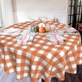 thumbnail image 2 of Suqkxco Mantel Redondo De Cuadros De Búfalo, Color Naranja Y Blanco, De Acción De Gracias, De 60 Pulgadas, Para Mesa, A Prueba De Derrames, Para Cocina, Fiesta, Cena, Decoración De Mesa, 2 of 4
