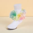 thumbnail image 5 of mgoYE White Ruffle Socks Toddler Toddler Girl Socks with Big Ruffle Lace Frilly Turn Cuff Dress Socks(White,8-10 Years), 5 of 9