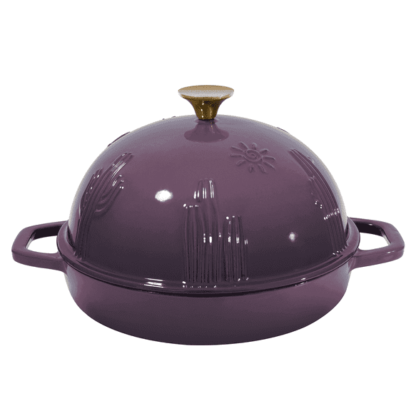 Flavehc Bread Oven Cast Iron Bread Dutch Oven with Cloche Lid for Bread Baking Magenta Enameled Cast Iron Bread Oven with Dome Lid for Sourdough