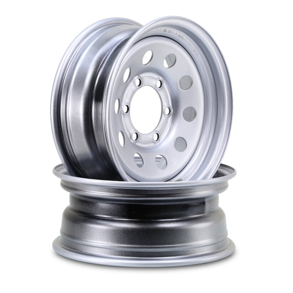LIBRA 15 x 6 Heavy Duty 2525lbs Trailer Wheels 6 Lug on 5.5" Bolt Pattern 3525lbs LCC Silver Mod, Set 2-17057