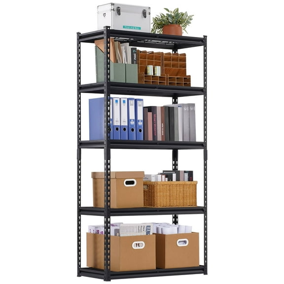 VEVOR Storage Shelves, 2000 lbs, 5 Tier Heavy Duty Garage Shelving, 16" D x 36" W x 72" H Adjustable Metal Shelves for Industrial Shelving Unit Utility Shelf, for Kitchen, Warehouse, Basement, Black