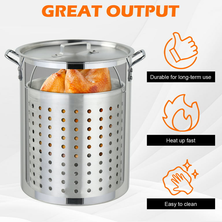  ROVSUN 30QT Turkey Deep Fryer & 10QT Fish Fryer Kit w/Baskets &  Stand, Aluminum Fryer Pot w/ 55000BTU Propane Burner, Thermometer, Marinade  Injector, Turkey Rack & Rack Lifter, for Outdoor Cooking