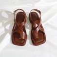 thumbnail image 2 of Agkizg Summer Women Sandals Low Heel Slide Sandals Casual Slippers Open Toe Beach Sandals Comfortable Shoes Brown, Size 6, 2 of 5