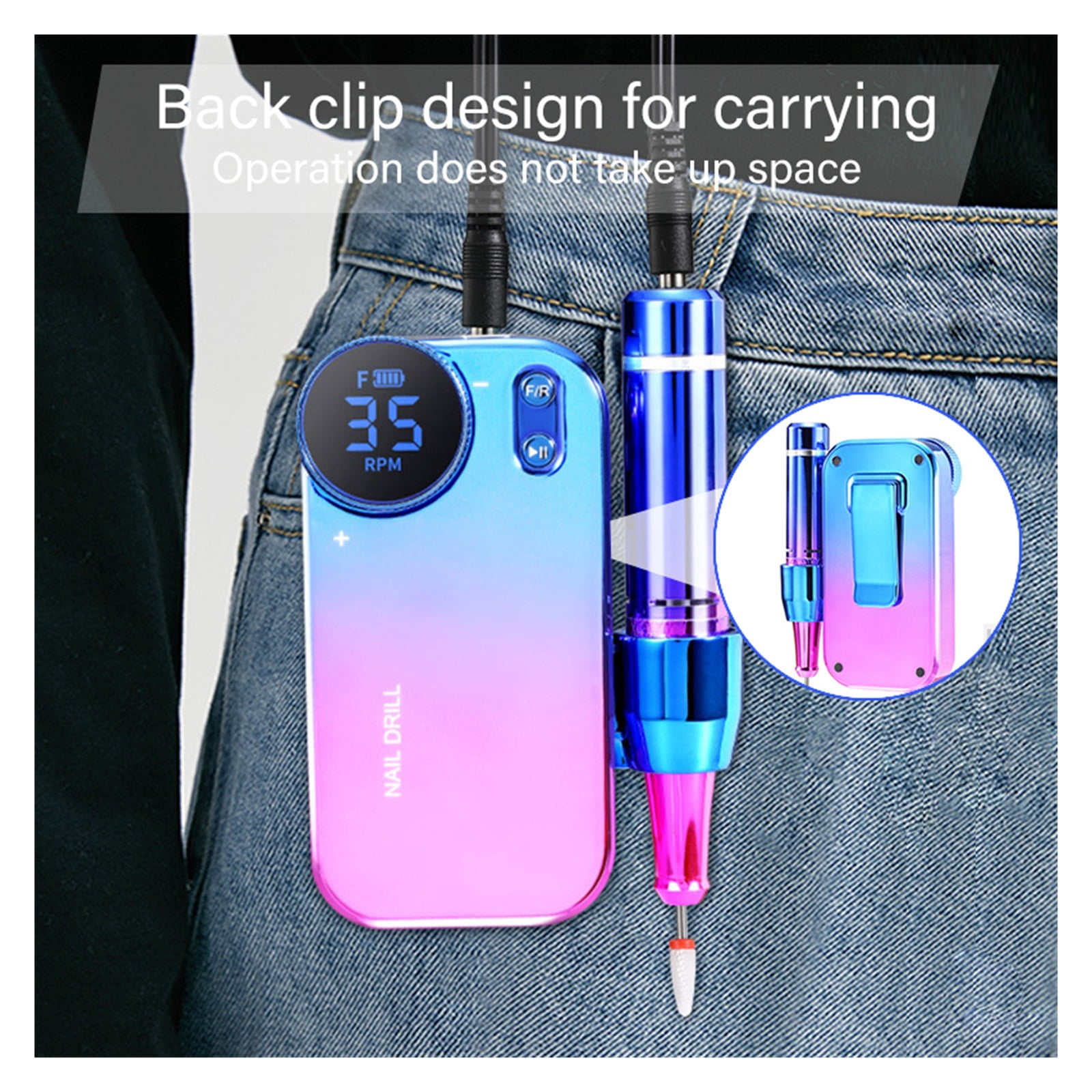 Electric Nail Drill Machine & Power Bank 2 In 1 Rechargeable 35000 RPM Electric Nail File, Portable Nail Drills For Acrylic Nails ,Low Noise