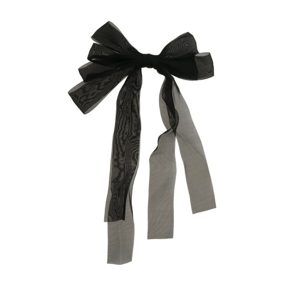 Unique Bargains 1 Pc Elegant Ribbon Bow Hair Clips Hairdo Clip Black
