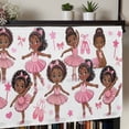 thumbnail image 5 of Pink Ballet Dancer Rod Pocket Curtain Valance, Cute Cartoon Girls Bow-knot Love Star Farmhouse Window Valance for Living Room, Bedroom, Kitchen 60"W x 18"L, 5 of 9