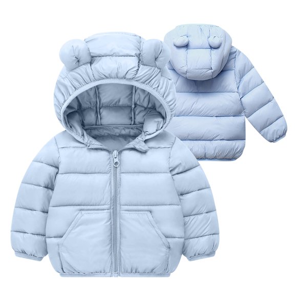 LOVZFMLL Jackets for Girls Toddler Kids Boys Girls Winter Fleece Padded Jacket Hooded Zip Jacket Coat 2-3 Years
