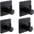 thumbnail image 1 of Gancho adhesivo 3M de 4 piezas, gancho adhesivo para pared de baño, gancho para toallas de cocina, colgador de cuadros sin taladrar, gancho autoadhesivo adhesivo de acero inoxidable, negro, 1 of 5
