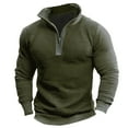 thumbnail image 4 of Zipper Hoodies Men Quarter Zip Hoodie Stand Collar Solid Lightweight Pullover Long Sleeve Sweatshirt Men Green S, 4 of 4