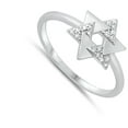 thumbnail image 4 of Modern Overlapping Triangle Star of David Band Sterling Silver Ring White CZ 925 Female Size 7, 4 of 4