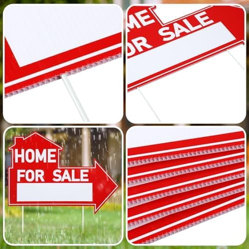 6 Pcs Home for Sale Signs with Stakes 12 x 16 Inch Double Sided House Directionals for Sale by Owner Directional Arrow Real Estate Signs for Real Estate Lawn Garden Yard$$Garden & Patio