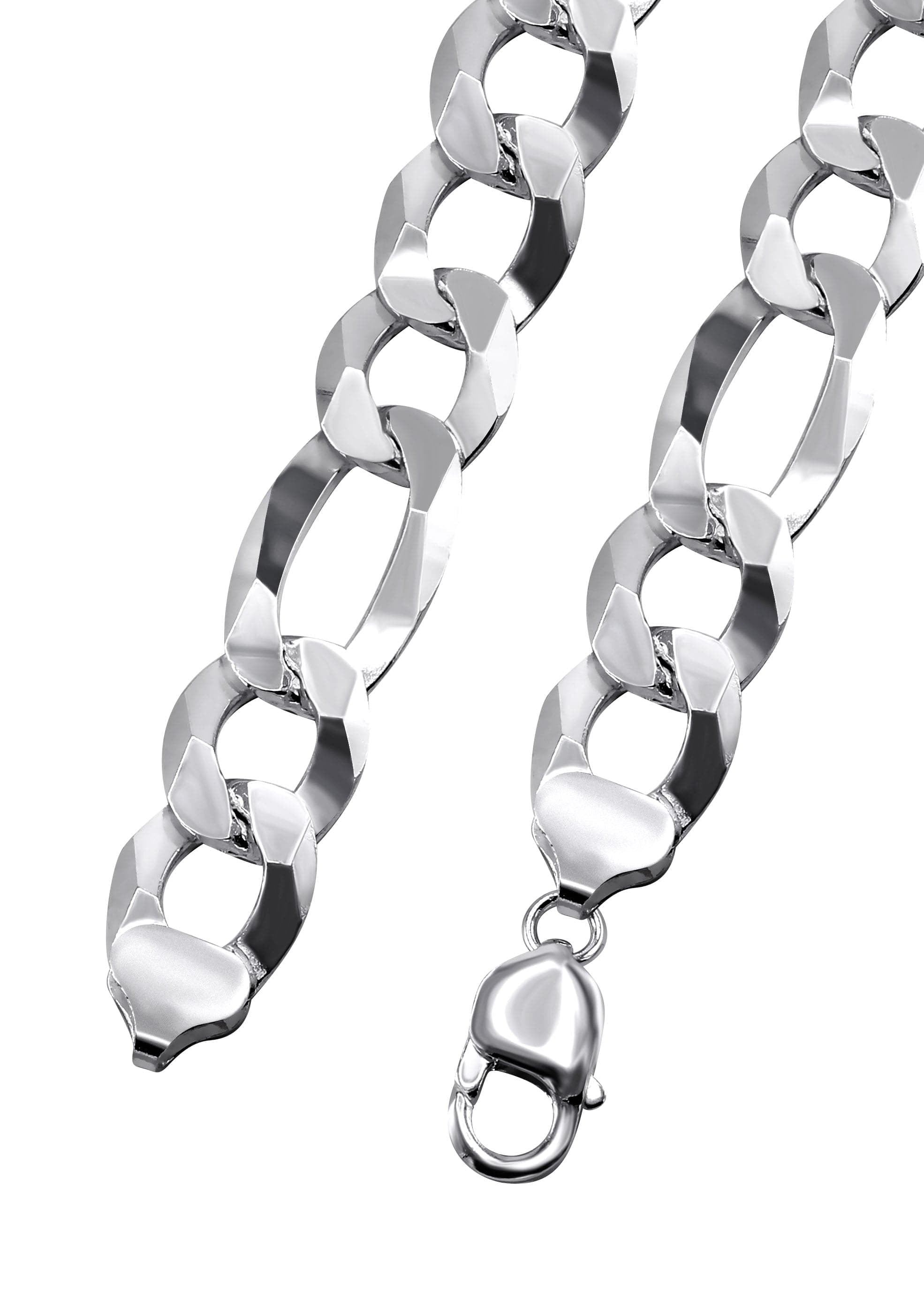 Mens White Gold Chain - Solid Figaro Chain  - Silver / 10K / 14K