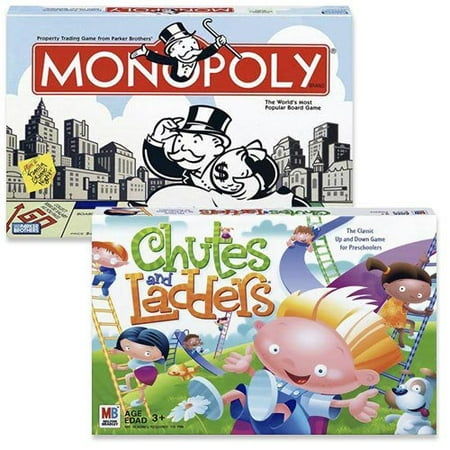 Monopoly & Chutes and Ladders Board Game Bundle Pack
