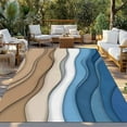 thumbnail image 3 of Fsddascl Blue Brown Striped Outdoor Rug for Patio/Deck/Porch, Non-Slip Large Area Rug 6 x 9 Ft, Modern Gradient Abstract Waves Indoor Outdoor Rugs Washable Area Rugs, Reversible Camping Rug Carpet, 3 of 5
