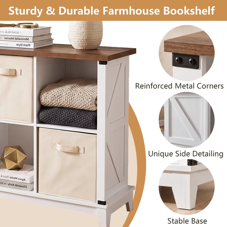 TrumanPick 8-Cube Storage Organizer with 4 Storage Bins, Farmhouse