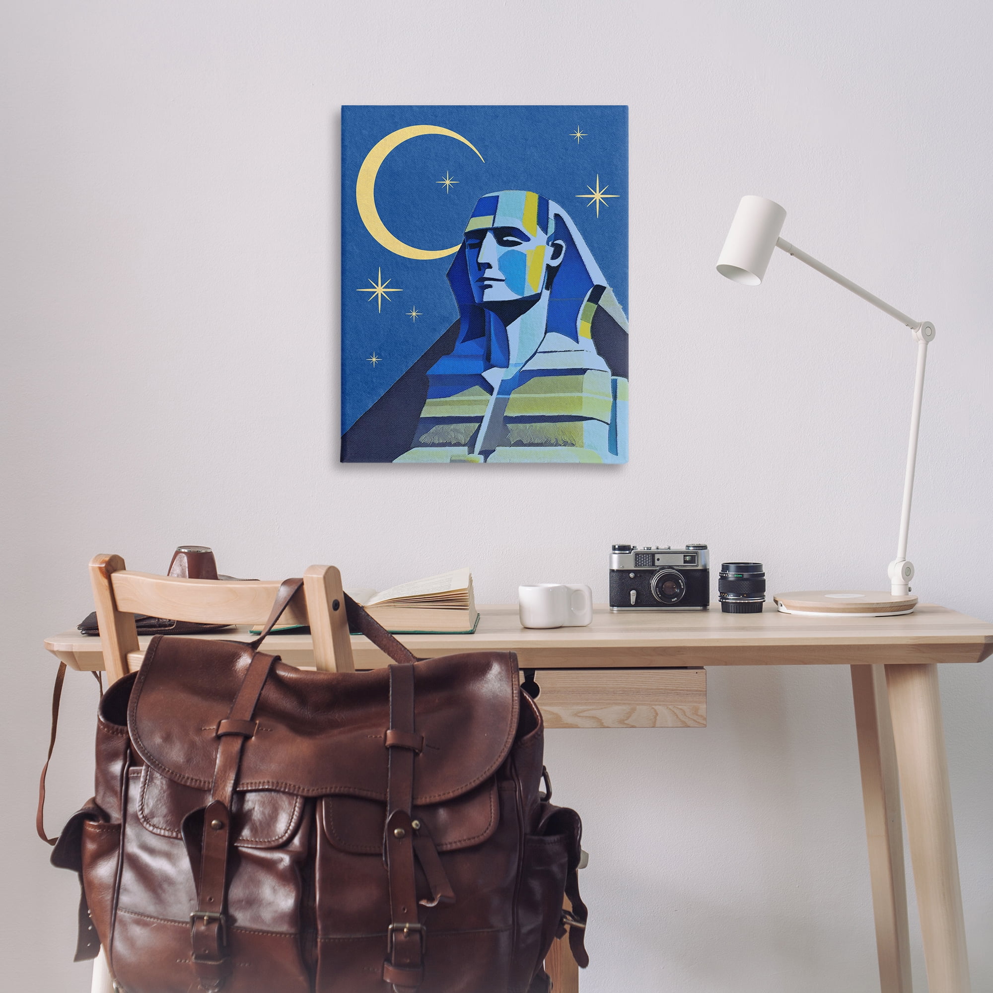 Stupell Industries Sphinx with Moon Buildings & Architecture Painting Wrapped Canvas Art Print Wall Art, 30 x 40