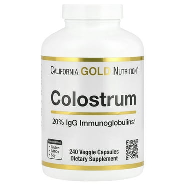California Gold Nutrition Colostrum with 20% IgG Immunoglobulins, 240 Veggie Capsules