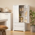 thumbnail image 2 of 47" H Kitchen Pantry Cabinet with 2 Doors, 2 Drawers and 8 Shelves, Solid Wood Storage Cabinet in White, 2 of 8