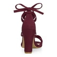 thumbnail image 4 of BLISSFUL STEP Women's Solid Color Lace up High Block Heeled Sandals, 4 of 6