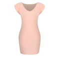 thumbnail image 4 of Vestido de manga corta delgado de color sólido con cuello en V y temperamento sexy para mujer Fridja  qw3686, 4 of 9