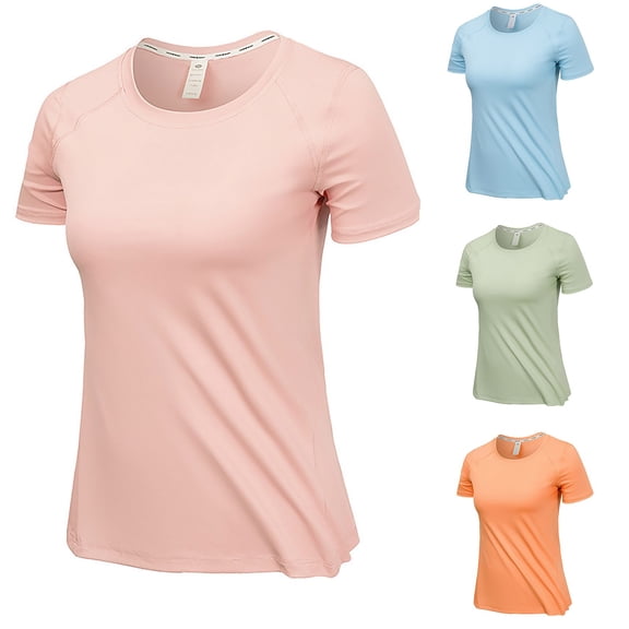 ZyeKqe Plus Size T Shirts for Women Short Sleeve Shirt Crewneck Casual Yoga Top Quick Dry Athletic Gym Running Shirts