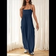 thumbnail image 4 of de Verano para Mujer, de una Pieza, con Tirantes Finos y Pierna , con Bolsillos Azul Marino XXL, 4 of 7