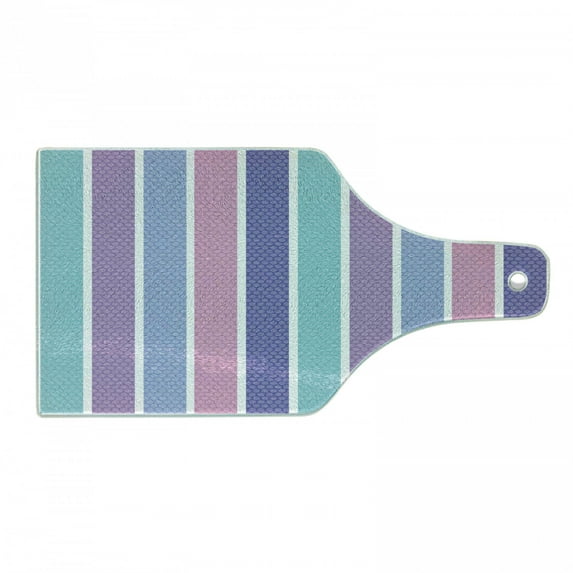 Pastel Cutting Board, Abstract Art Style Vector Illustration of Polka Dot with Stripes Print, Tempered Glass Cutting and Serving Board, Wine Bottle Shape, Violet and Violet Blue, by Ambesonne