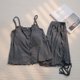 thumbnail image 3 of Conjunto de pijama camisola de algodón con almohadillas para el pecho, 2 uds., se puede usar en el exterior, estilo Ins, ropa de descanso ajustada, dulce y bonita, novedad de 2024, 3 of 4