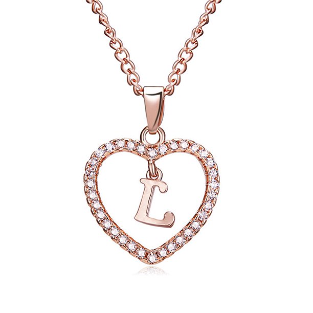 Guardurnaity 26 Carta Oro Rosa Cristal Collar con Corazón Clavícula Cadena Pareja Regalo Ropa, zapatos y accesorios Miscelánea L Guardurnaity AP0274-12