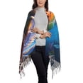 thumbnail image 3 of Cauagu Ice Blue Ocean Sea Turtle Print Women Wrap Shawl tassels Scarves Retro Scarf 77.6"X28.3", 3 of 8