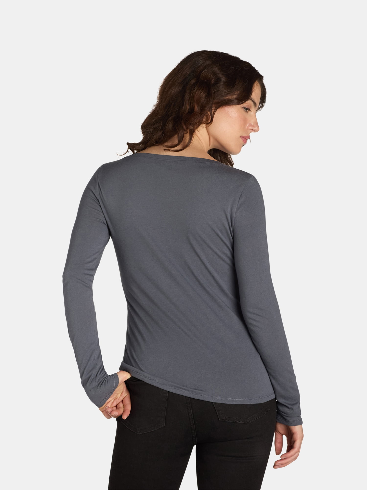 No Boundaries Scoop Neck Everyday Tee with Long Sleeves, 1